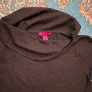 Draped Neck Chocolate Brown 2-PLY 100% CASHMERE CACHE Roll Bottom SWEATER